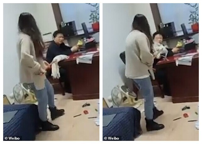 Китаянка избила своего босса шваброй за приставания