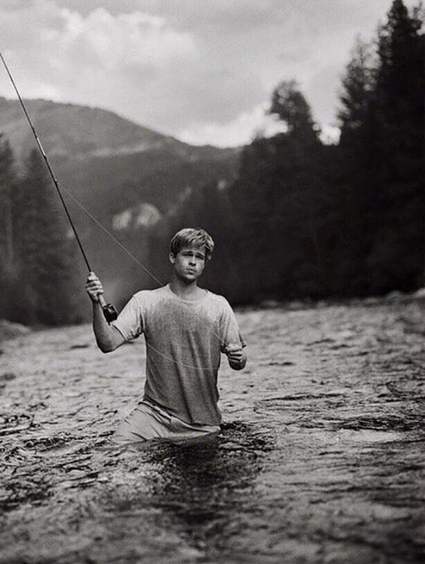  Брэд Питт на рыбалке в Монтане (США). 1992 год