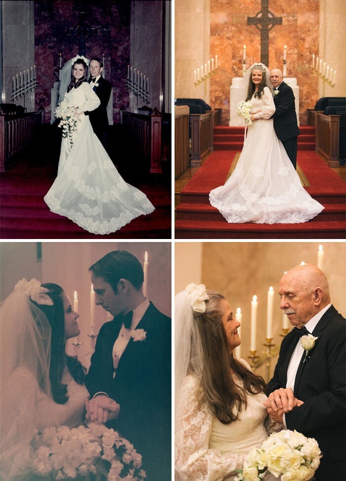 40. Пара воссоздала свои свадебные фото после 50 лет брака
