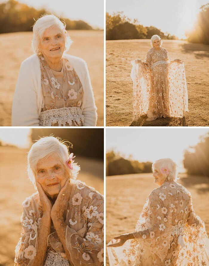 "Клиентка в последний момент отказалась от платья, и я предложила 87-летней бабушке мужа провести в нем фотосессию в ее день рождения. Я уложила ей волосы и сделала макияж, и она была счастлива!"