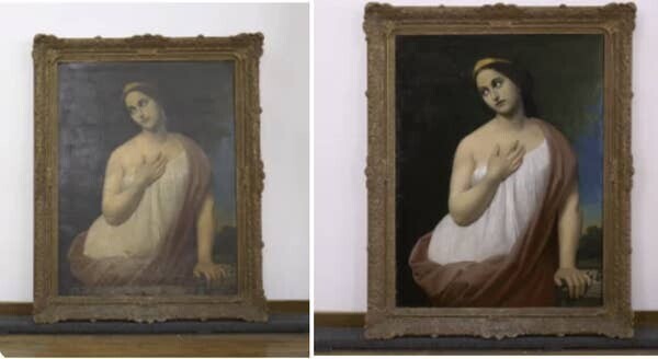 28. Картина XIX века до и после реставрации