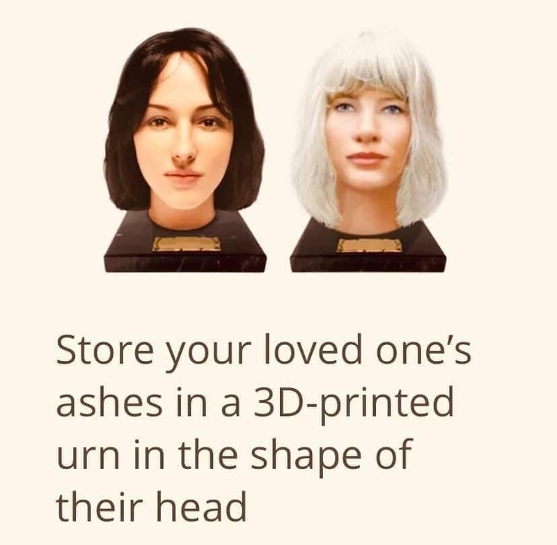 3. Урна для праха в виде головы покойного, напечатанной на 3D-принтере