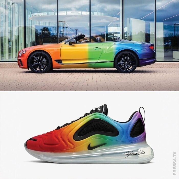 Дизайнер Nike сравнивает дизайн обуви и автомобилей Дизайнер Ник Пуллес, работающий в Nike, заметил, что многие автомобили по форме, дизайну и цвету очень похожи на дизайн обуви и наоборот. Поэтому он решил поставить их рядом и поделиться этим открыт