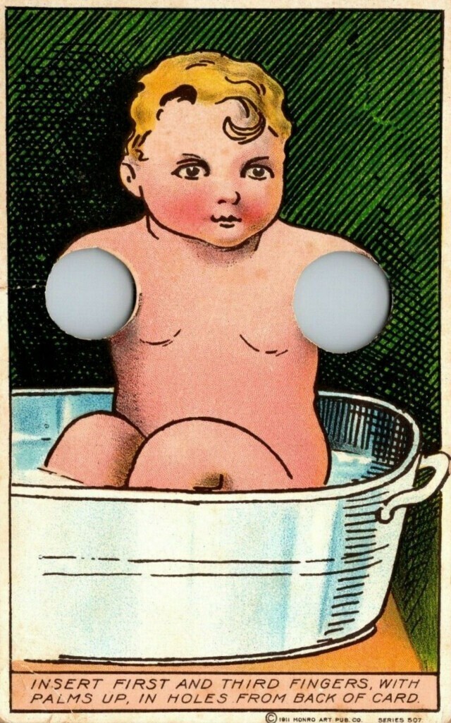 Забавные интерактивные открытки с отверстиями для пальцев, начало XX века
