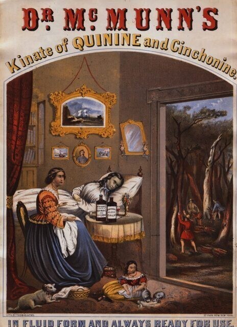Реклама эликсира опиума доктора МакМанна, около 1862-1865 гг. "В жидкой форме и всегда готов к использованию"