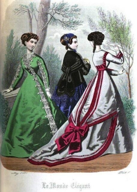 Пример платья, окрашенного в зеленый цвет с помощью мышьяка, 1868 г.