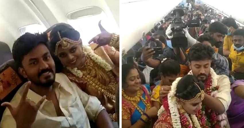 Пара из Индии провела свадьбу в самолете в обход антиковидных мер