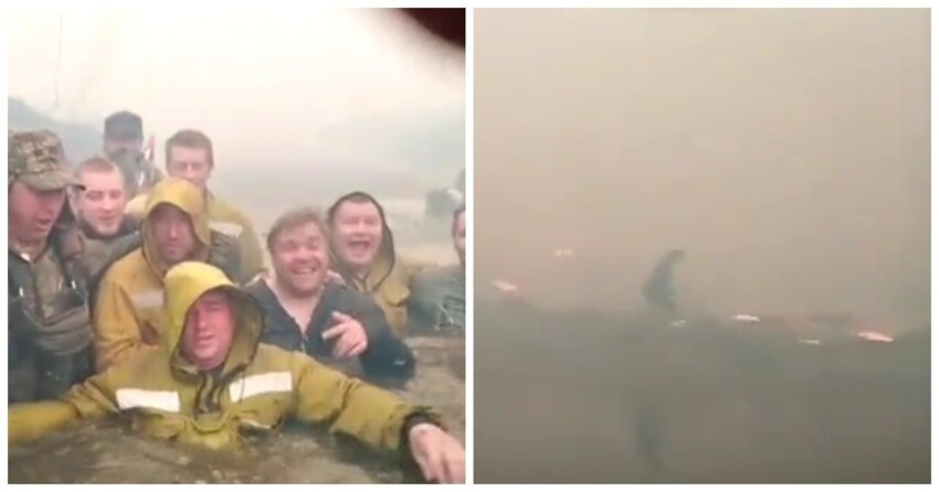 «Чуть не сдохли»: пожарные спаслись от огня в реке и записали эмоциональное видео