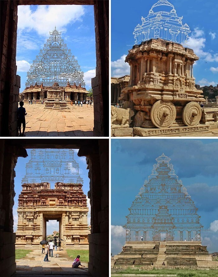 Руины индийского храма и его виртуальная реконструкция