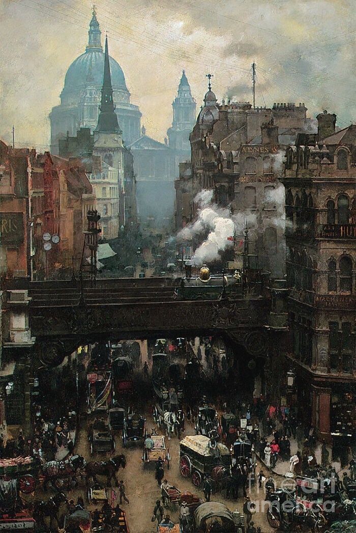 Ладгейт-Хилл, Лондон, начало XIX века. Квартал уничтожен бомбежками во время Второй мировой войны