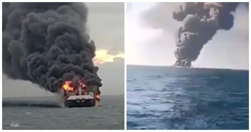 Крупнейший корабль ВМС Ирана загорелся и затонул в Оманском заливе