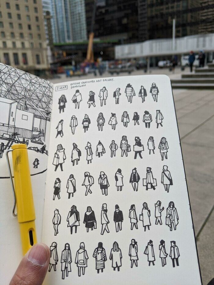 "Люблю делать маленькие рисунки людей, которых вижу"