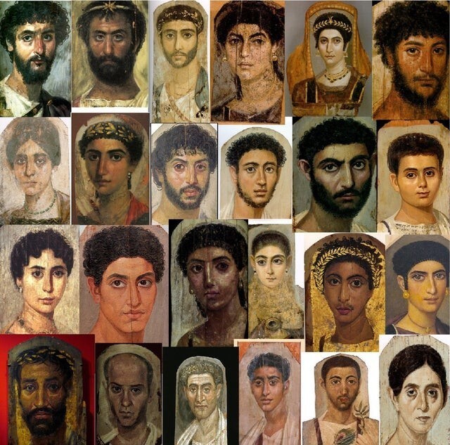 Древние портреты 2000-летних римлян, найденные в некрополе в Египте