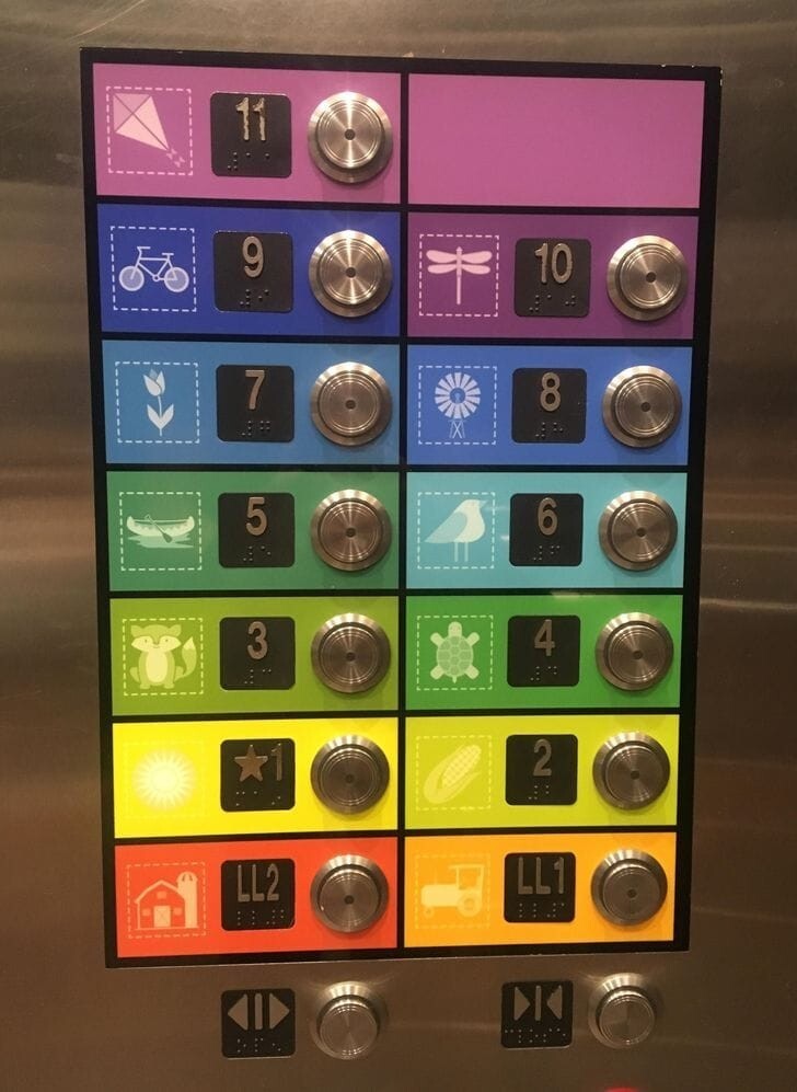 Кнопки лифта в детской поликлинике: красочные и понятные для всех возрастов