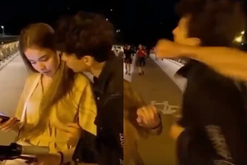 Киевский стример решил поцеловать на улице первую попавшуюся девушку, но тут же получил по лицу