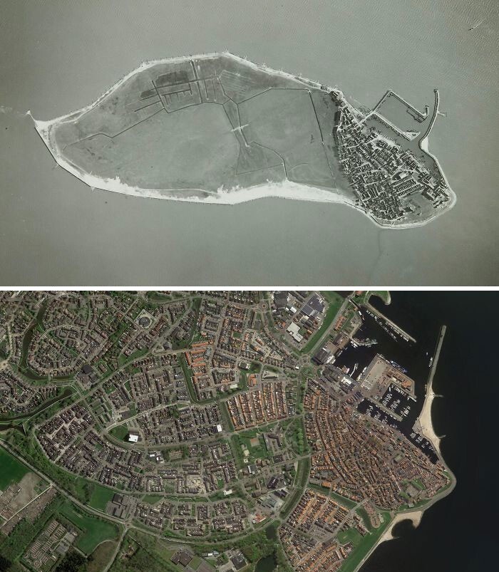 Древний остров Урк - Нидерланды 1930 против 2020 года