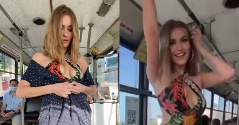 Блогерша из Ровно на спор разделась до купальника и устроила дефиле в троллейбусе