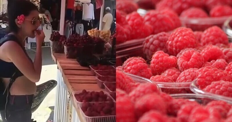 "А что, так можно было?": наглая туристка в Анапе стала есть ягоды прямо с прилавка рынка