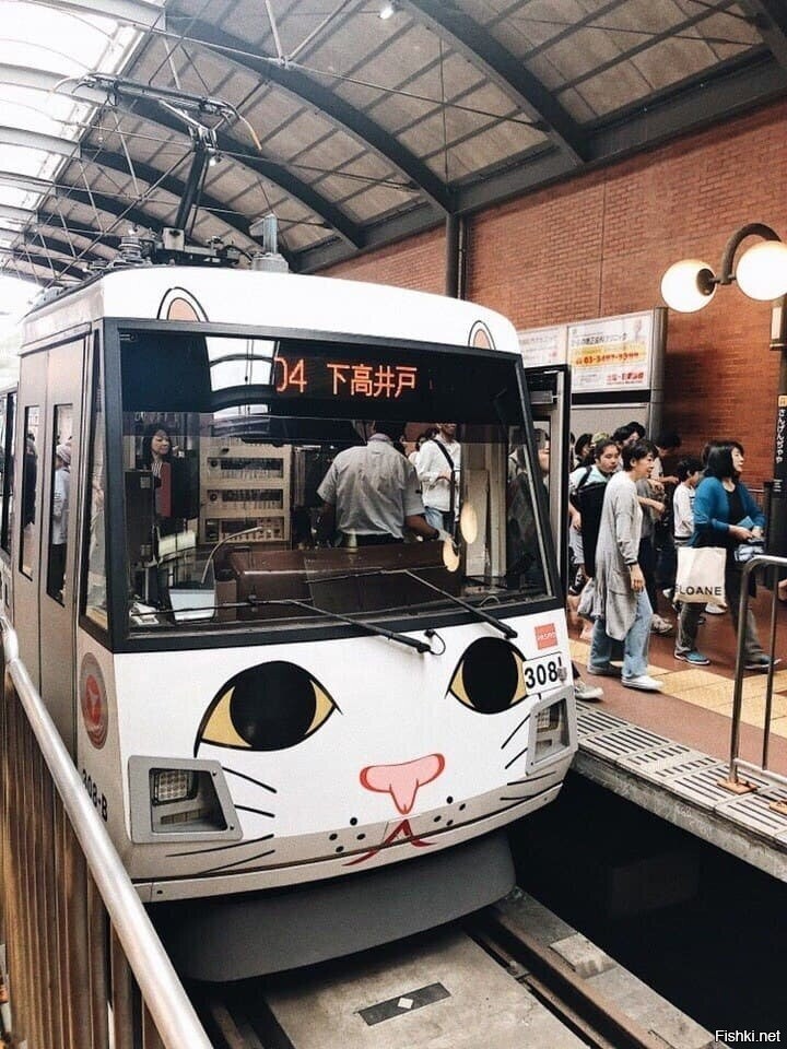 На ветке Сетагайя токийского метро есть такой необычный котопоезд)