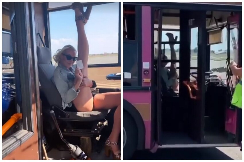 Анастасия Волочкова растянулась в автобусе для фото, пока пассажиры ждали