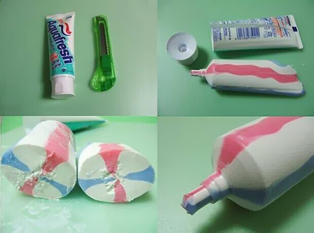 Как получается трехцветная зубная паста
