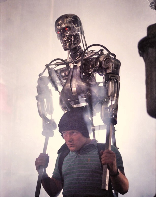 Модель Т–800 на съёмках фильма "Терминатор", 1984 год, США
