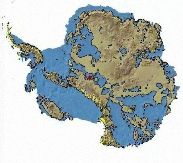 Если бы в Антарктике не было льда, ее карта выглядела бы вот так
