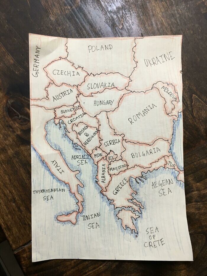 "Вот так мой 12-летний сын нарисовал карту Балкан"