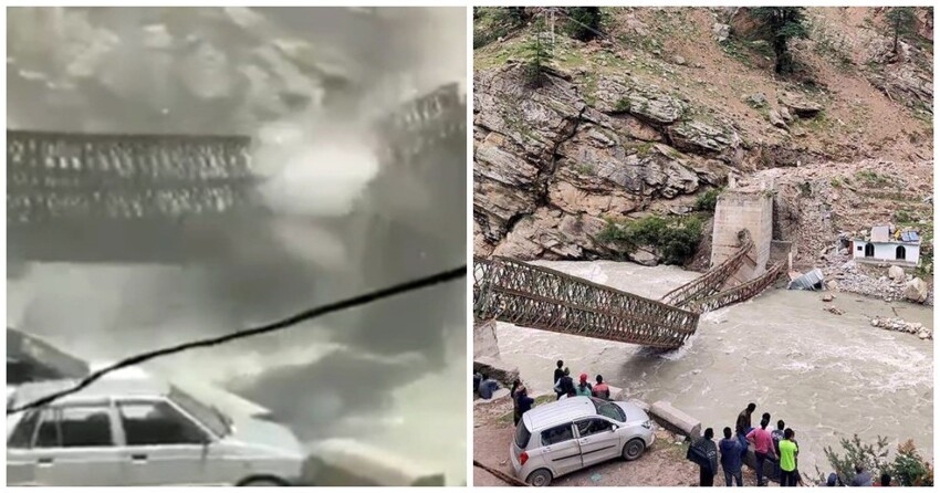 Мощный камнепад уничтожил мост и покалечил людей в Индии