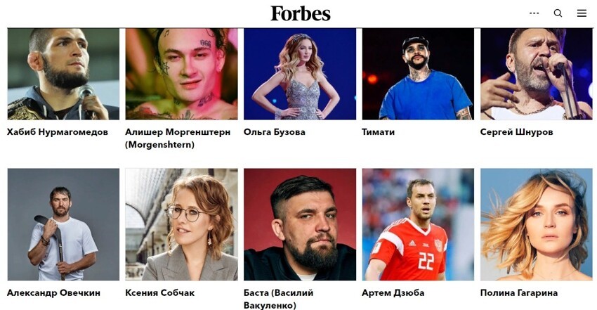 Forbes составил рейтинг самых успешных отечественных знаменитостей, собрав всех, кого ненавидят россияне