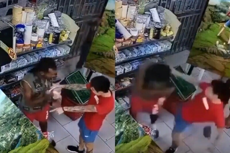 BLM по-азиатски: продавец магазина отпинал ногами чернокожего воришку, укравшего продукты