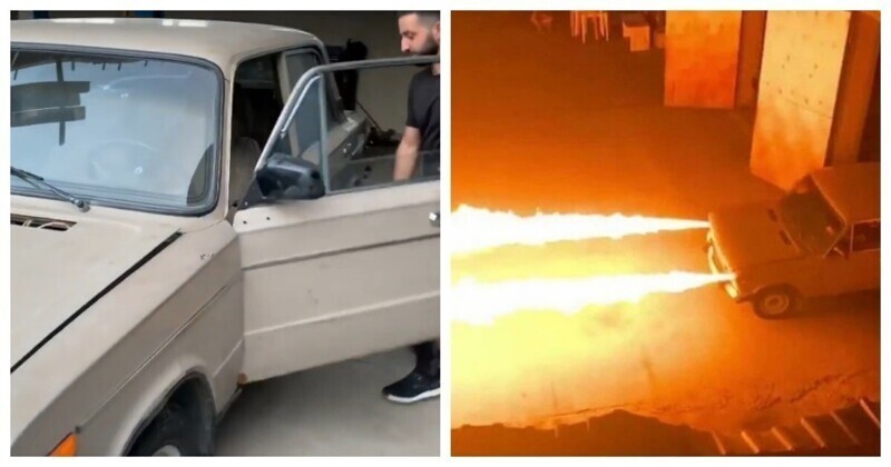 В Краснодаре ВАЗ-2106 переделали в машину-огнемёт