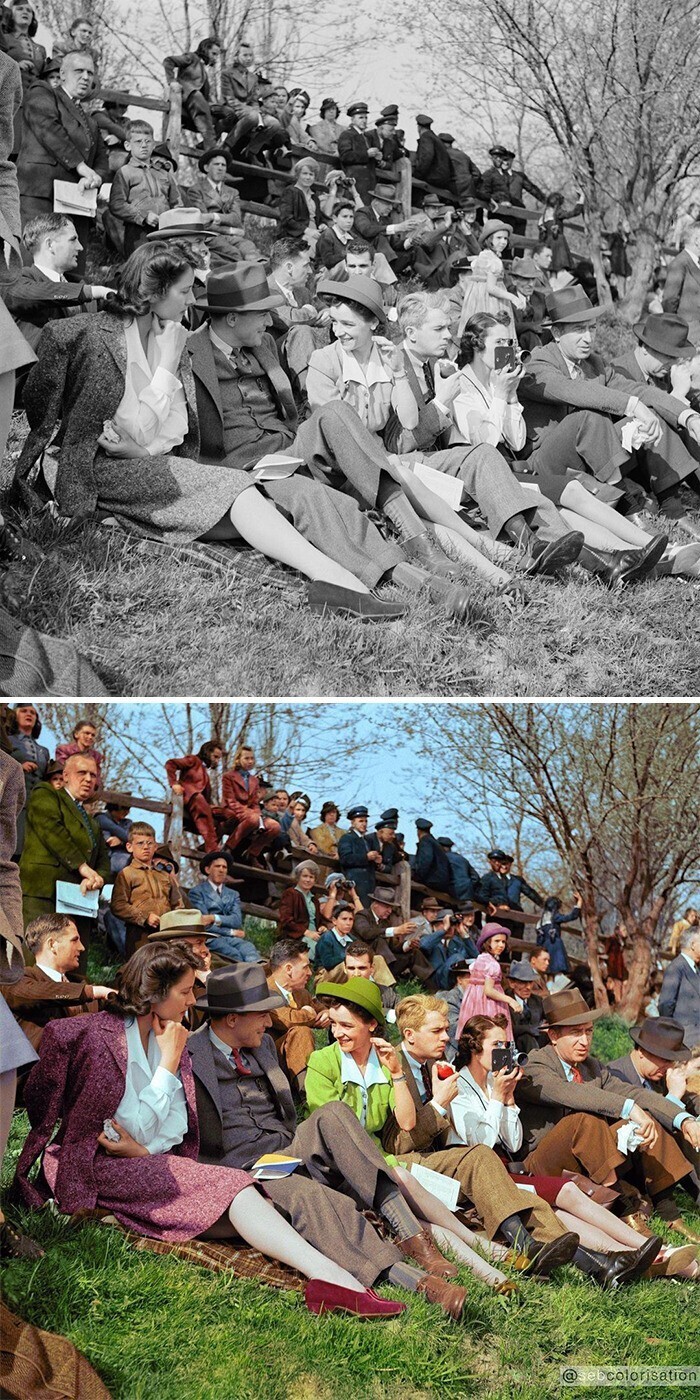 Зрители на скачкахв Уортингтоне, Мэриленд, 1941 - Марион Пост Уолкотт