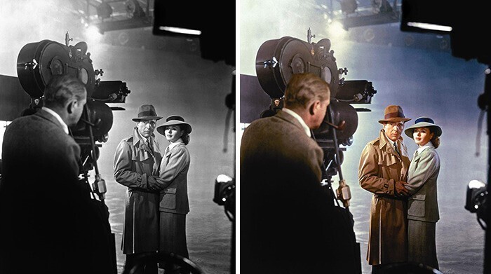 Ингмар Бергман, Хэмфри Богарт и Майкл Кертис на съемочной площадке "Касабланки", 1939