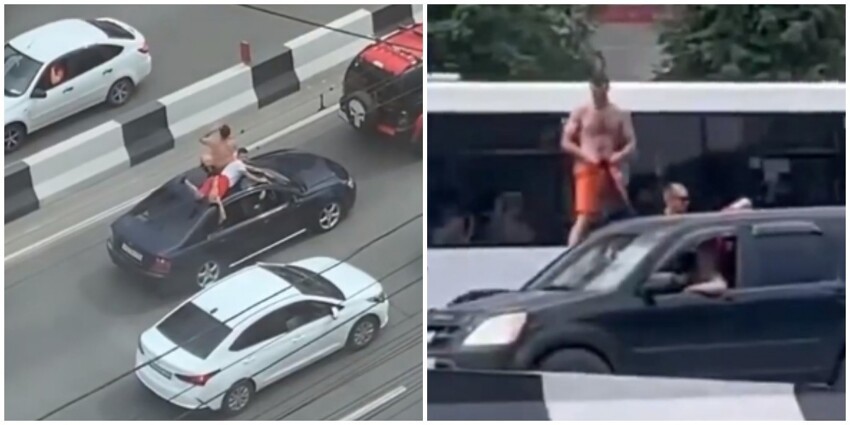 По Новосибирску парни прокатились на крыше автомобиля и нарвались на штраф