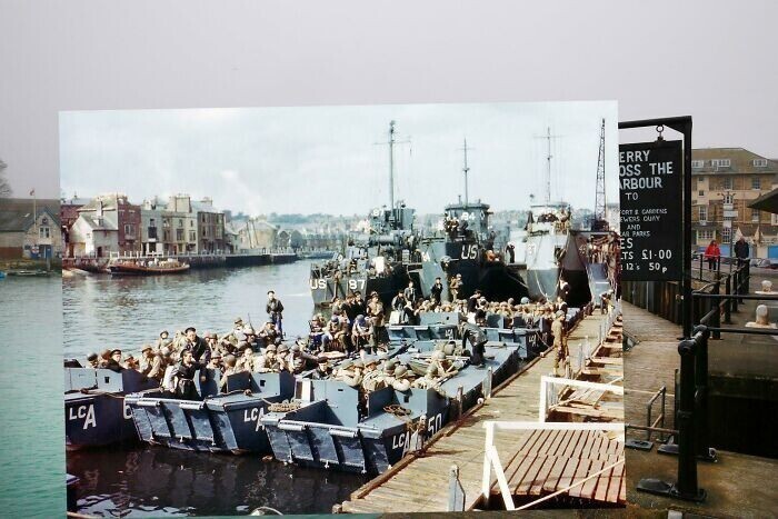 21. Солдаты в английском порту ожидают отправки в Нормандию в день "Д" ("Высадка в Нормандии")