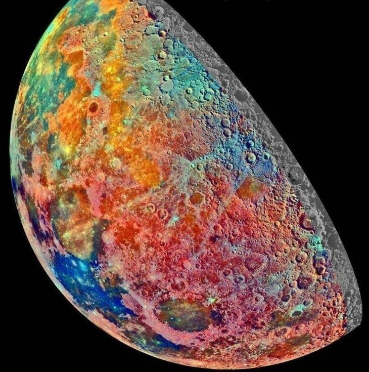 24. Карта различных районов Луны, сделанная космическим аппаратом "Галилео" на его пути к Юпитеру