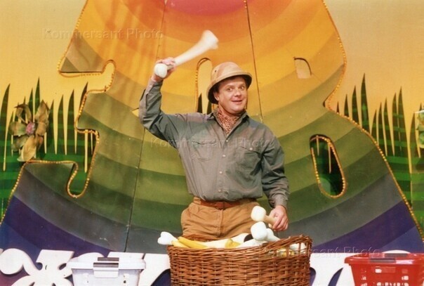 Сергей Супонев на съёмках передачи «Зов джунглей» 90-е годы.