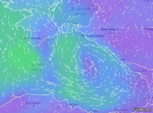 обещают первый в истории тропический тайфун над Чёрным морем к субботе, закру...