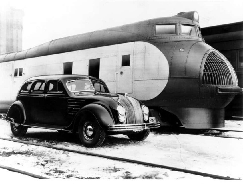 Union Pacific M-10000, первый американский обтекаемый пассажирский поезд с двигателем внутреннего сгорания, 1934 год