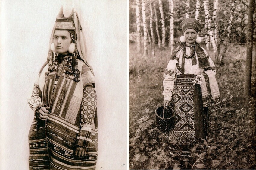 Народные женские костюмы разных губерний Российской Империи 