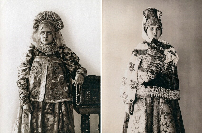 Народные женские костюмы разных губерний Российской Империи 