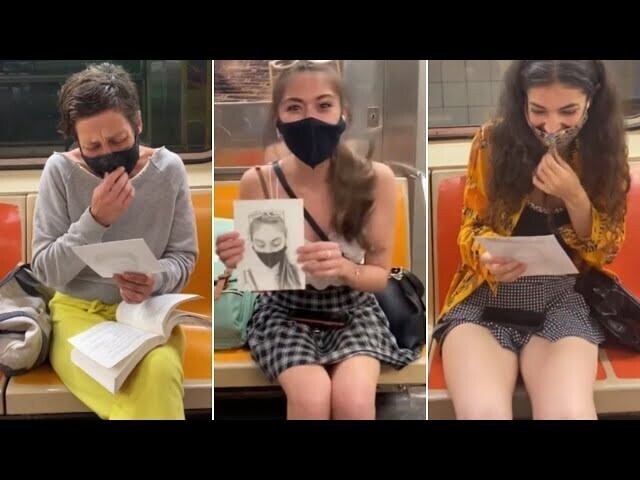 Девон Родригес, рисующий портреты незнакомцев в метро - лучшие реакции на сюрприз 