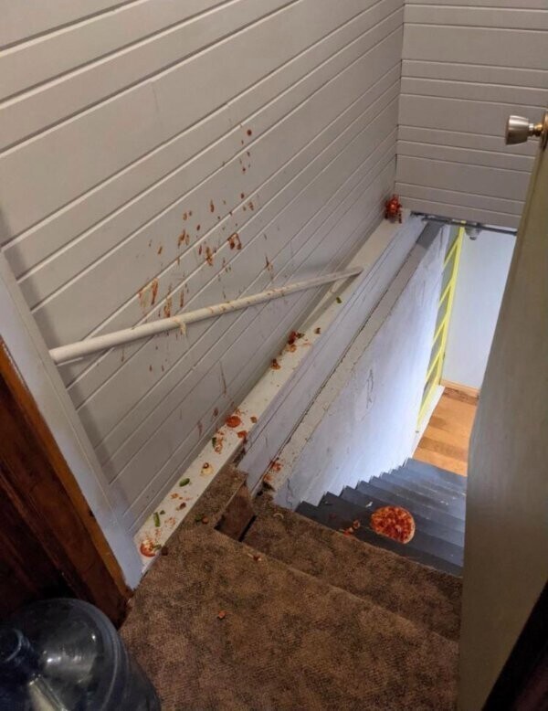 "Мой бойфренд нес нам пиццу по лестнице. Но не донес"