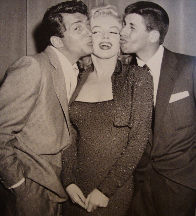 Дин Мартин, Джерри Льюис и Мерилин Монро. 1953 год.