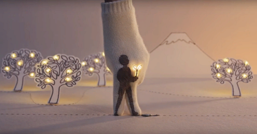 Рекламный ролик “ Соединение мыслей “ снятый компанией Kandenko с использованием “ токопроводящего волокна“