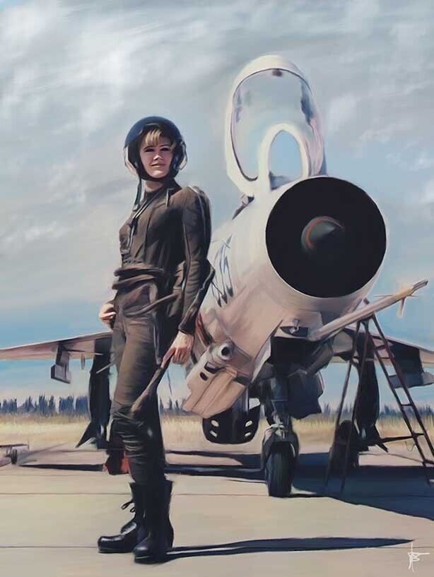 Мисс Югославия - на фоне МИГ-21Ф, 1968 год