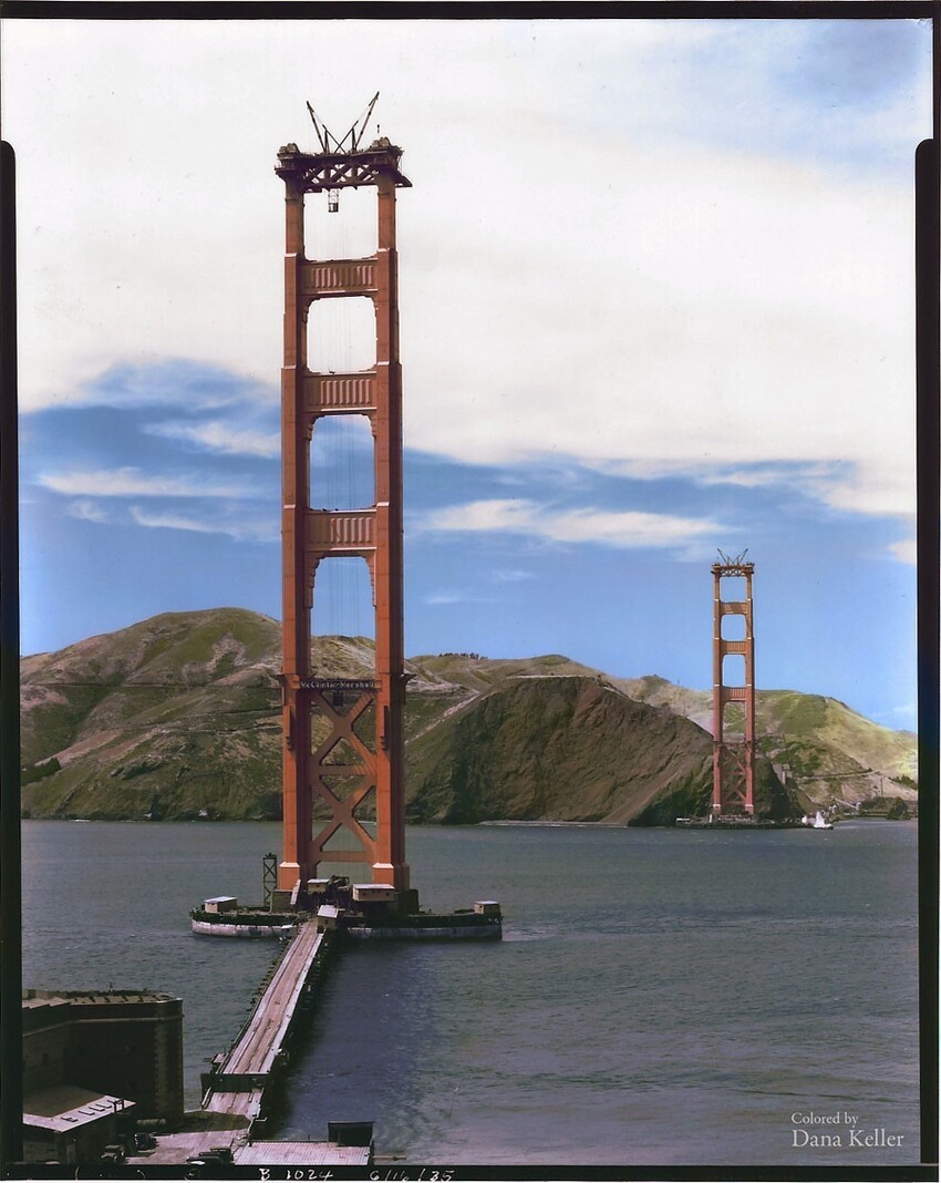 11. Строительство моста Золотые Ворота в Сан-Франциско, 1935 год