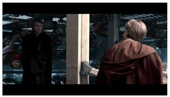 В "Мести ситхов", когда Анакин и Оби Ван в последний раз разговаривают как друзья, Анакин стоит в тени, а Оби Ван - на свету.  В этом эпизоде каждый уже символически выбрал свою сторону Силы