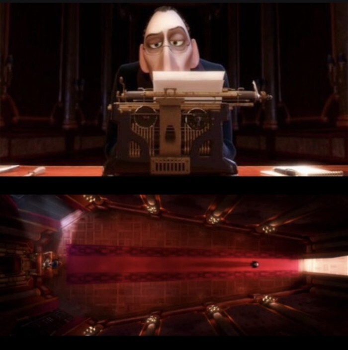 В мультфильме «Рататуй» форма кабинета критика напоминает гроб, а в его печатной машинке можно разглядеть очертания черепа